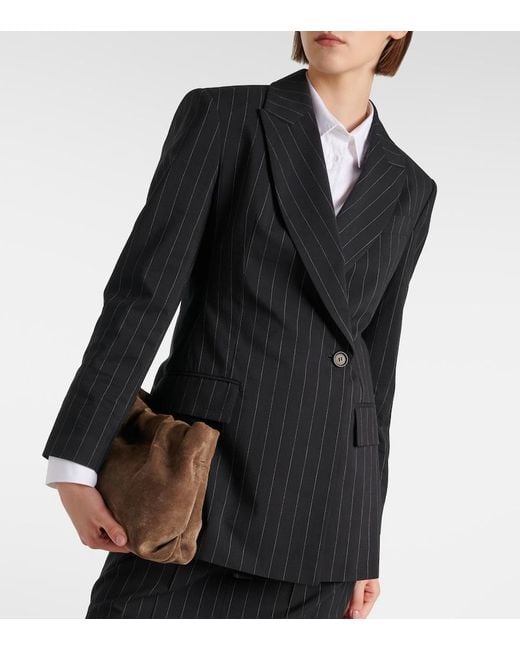 Brunello Cucinelli Black Pinstripe-Pattern Blazer