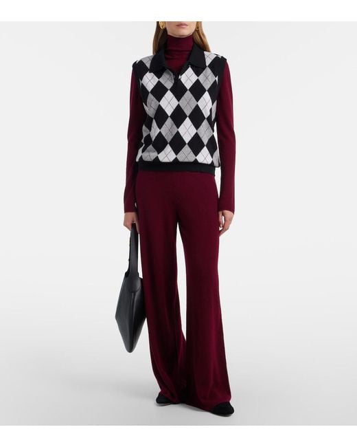 Lisa Yang Black Anwen Argyle Cashmere Sweater Vest