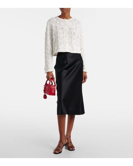 Rixo White Kyra Open-Knit Cotton Cardigan