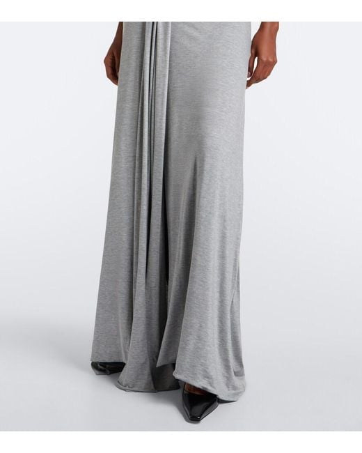 David Koma Gray Draped Jersey Gown