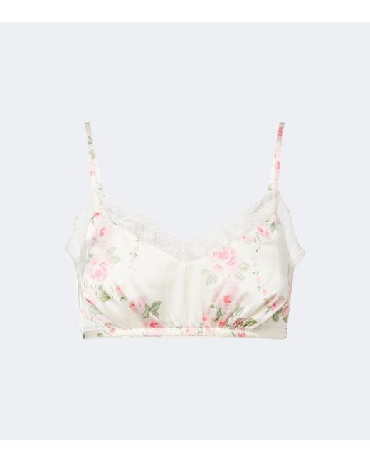 Simone Rocha White Floral Lace-Trimmed Satin Bralette