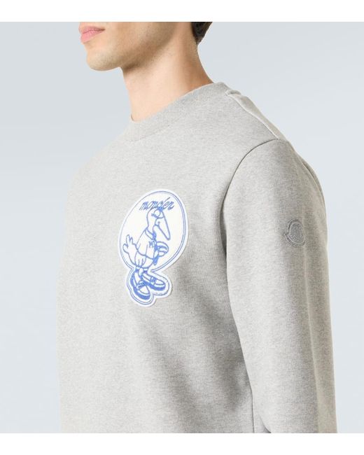 Moncler White Patch-Applique Cotton Fleece Sweatshirt for men