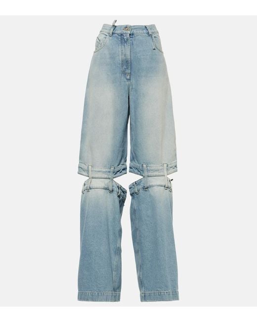 The Attico Blue Low-Rise Wide-Leg Jeans