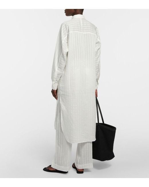 Totême White Striped Jacquard Shirt Dress
