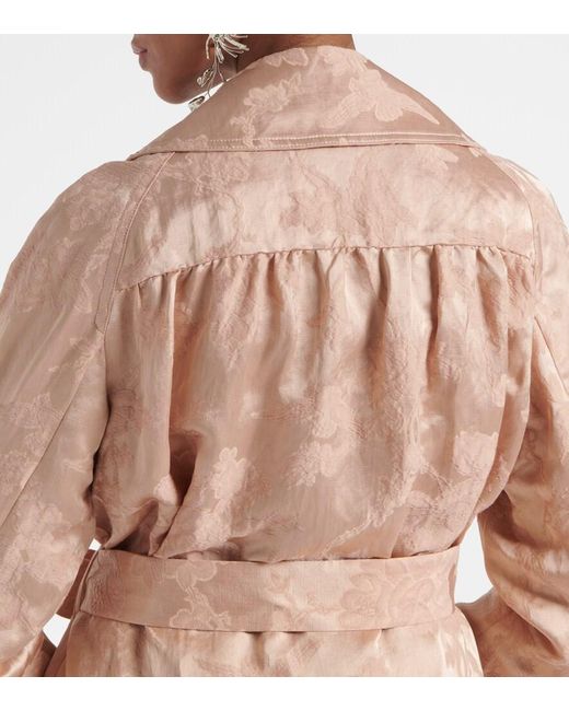 Dries Van Noten Pink Floral Linen-Blend Jacquard Coat