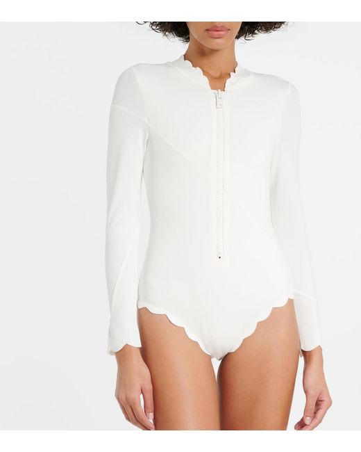 Marysia Swim White North Sea Rashguard Swimsuit