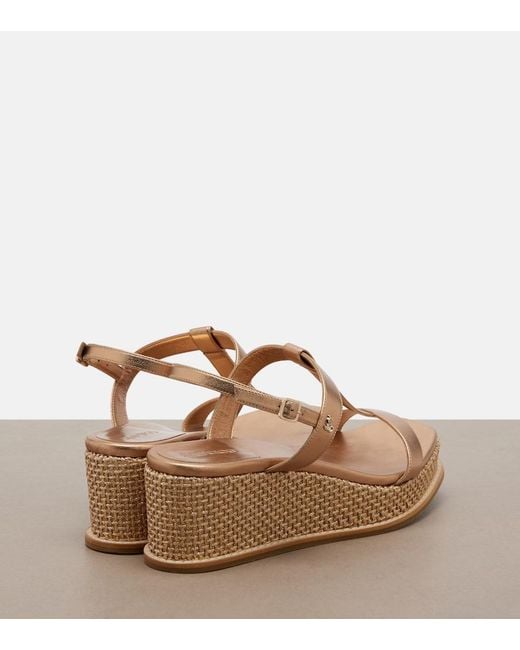 Jimmy Choo Brown Theia Metallic Leather Wedge Sandals