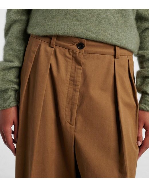 The Row Brown Igor Cotton And Cashmere Wide-Leg Pants