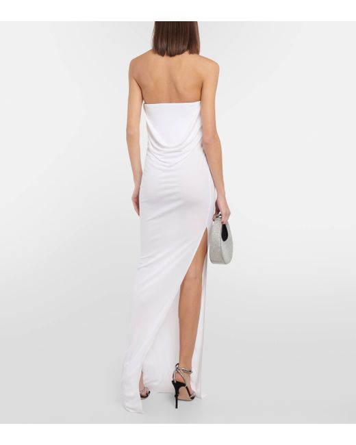 Alex Perry White Draped Corset Jersey Gown