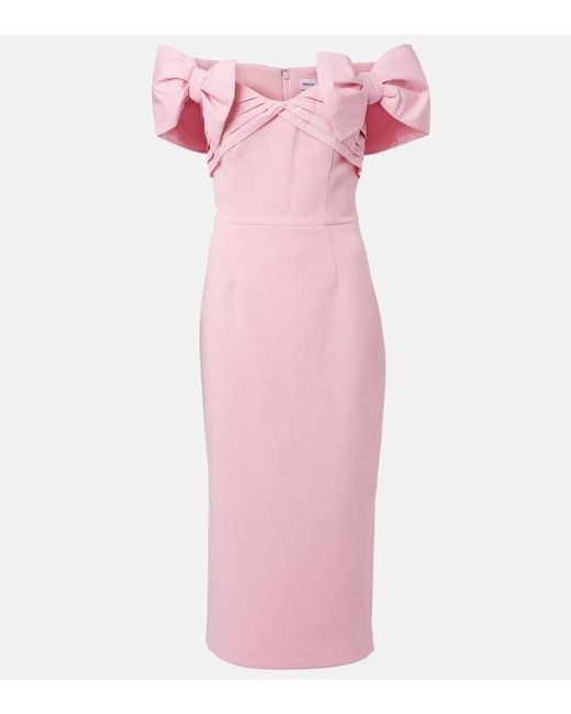 Rebecca Vallance Pink Isabella Bow-Detail Crepe Midi Dress