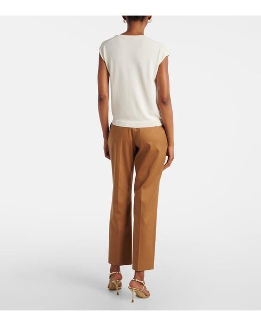 Altuzarra White Asymmetrical Jersey Top