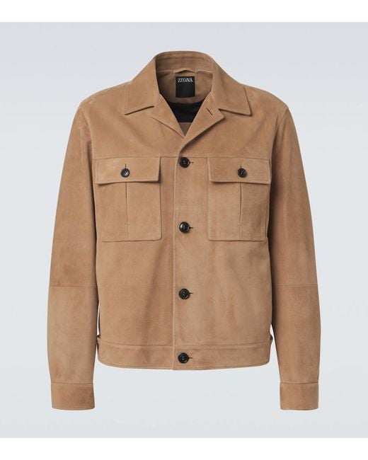 Zegna Brown Suede Jacket for men