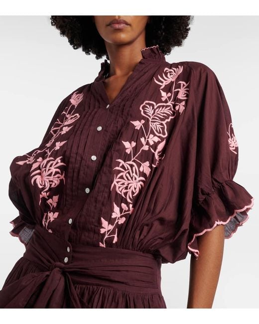 Juliet Dunn Embroidered Cotton Minidress