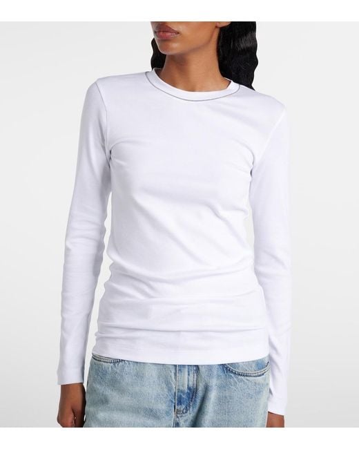 Brunello Cucinelli White Cotton-Blend Top
