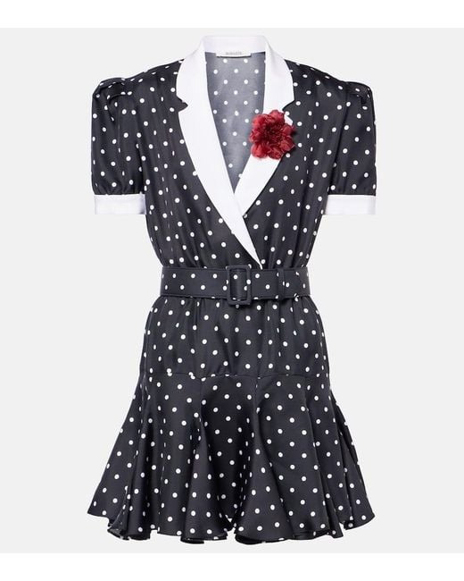 Rodarte Blue Polka Dot Silk Twill Minidress