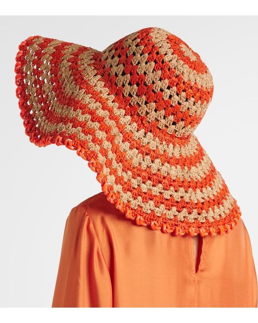 ALÉMAIS Orange Flame Raffia Sun Hat