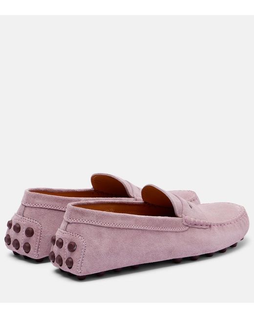 Tod's Pink Gommino Suede Driving Shoes