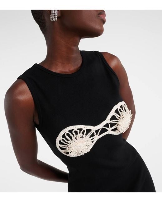 Magda Butrym Black Crochet-trimmed Cotton Midi Dress