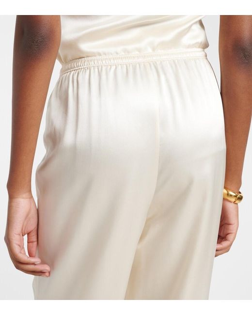 Rebecca Vallance Natural Elise Silk Satin Flared Pants