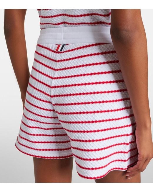 Thom Browne Red Striped Cotton Shorts