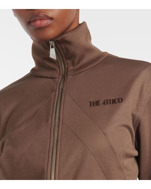 The Attico Brown Zip-Up Cotton-Blend Fleece Sweatshirt