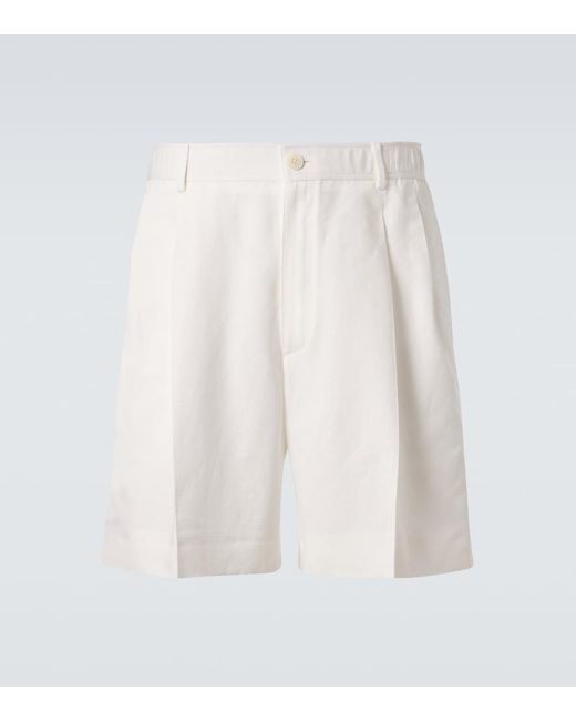 Brioni White Linen And Cotton Shorts for men