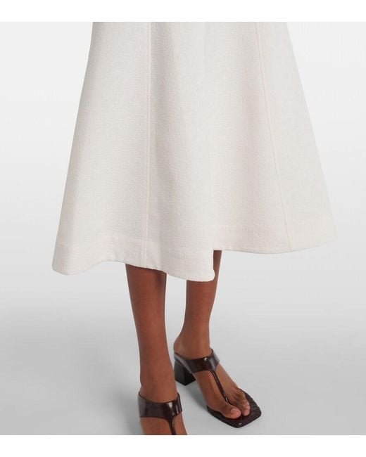 Veronica Beard White Fellini Floral Jacquard Midi Skirt