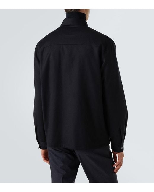 Zegna Black Technical Wool Overshirt for men