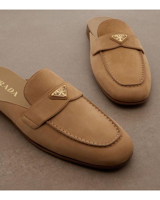 Prada Natural Suede Mules