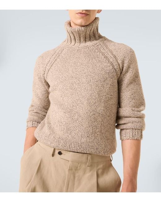 Zegna Natural Cashmere And Wool Turtleneck Sweater for men