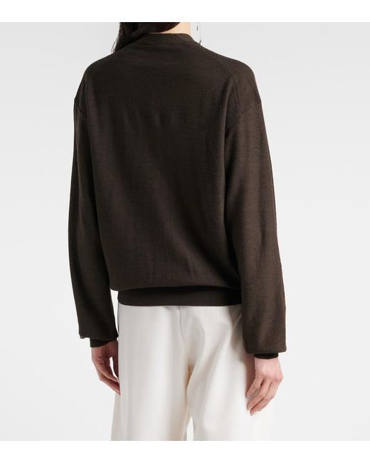 Lemaire Black Twisted Wool-Blend Cardigan