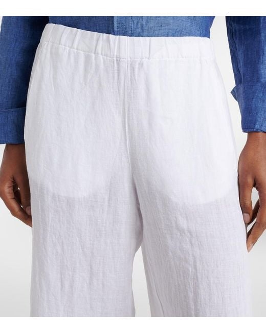 Velvet White Lola Linen Wide-Leg Pants