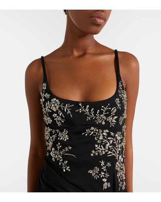 McQueen Black Draped Embellished Gown