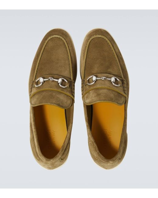 Gucci Green Horsebit Suede Loafers for men