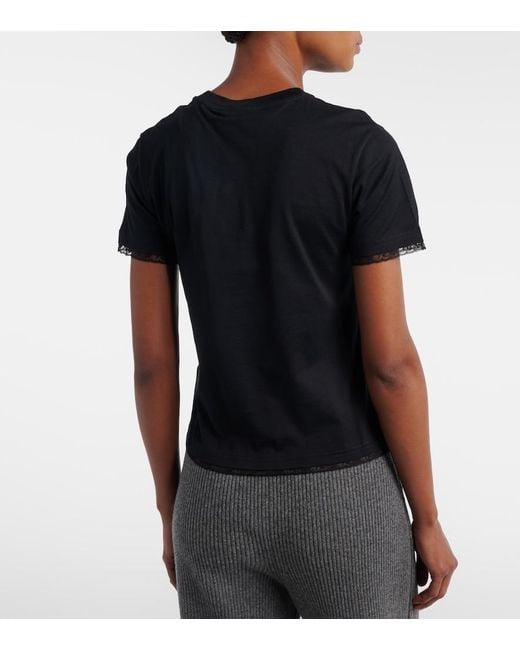 Gucci Black Embroidered Lace-Trimmed Cotton Jersey T-Shirt