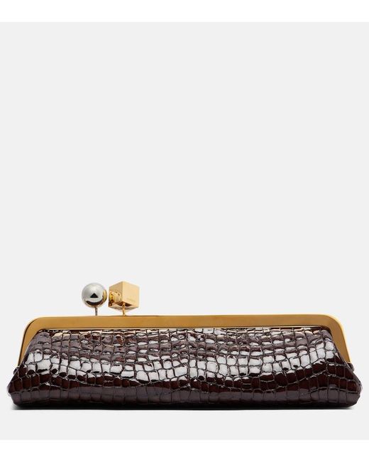 Jacquemus Metallic Salon Croc-Effect Leather Shoulder Bag