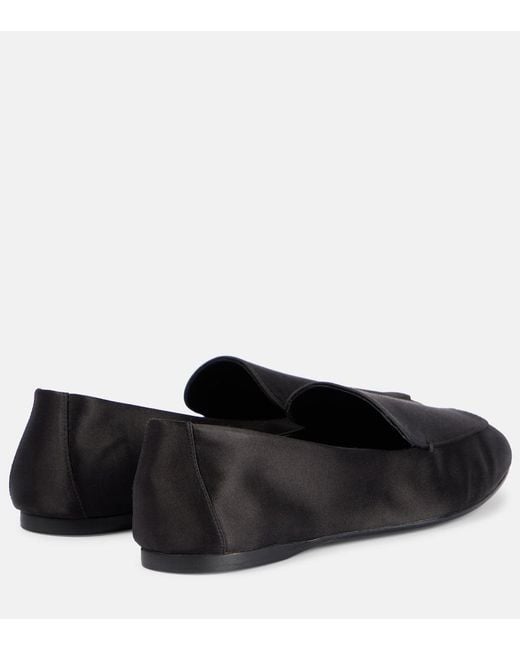 Khaite Black Monroe Satin Loafers