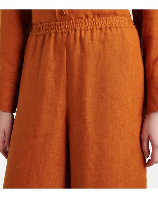 Pantalones Anchos Select De Lino Eres de color Brown