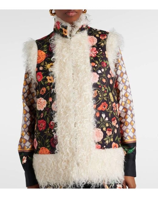 Gilet Folk Con Pelliccia Sintetica di LaDoubleJ in Natural