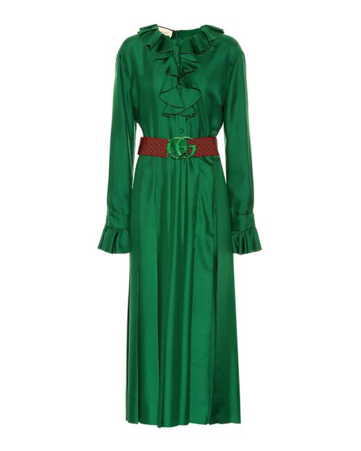 Gucci Green Belted Silk Dress