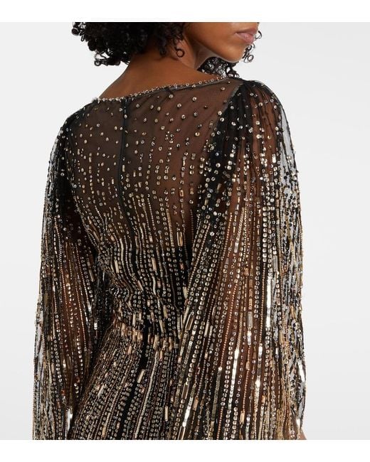 Jenny Packham Gray Rhapsody Sequined Gown