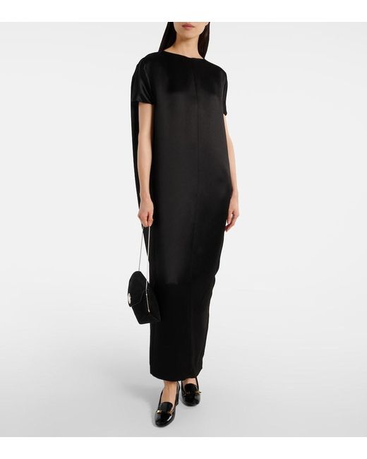 Khaite Black Webster Satin Maxi Dress