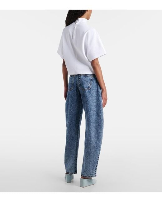 Alaïa White High-Neck Cotton Jersey T-Shirt