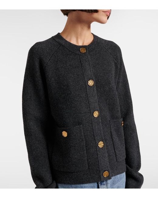 Totême Black Wool-Blend Cardigan