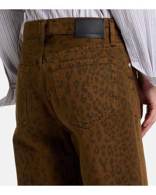 Citizens of Humanity Brown Miro Leopard-Print Barrel-Leg Jeans
