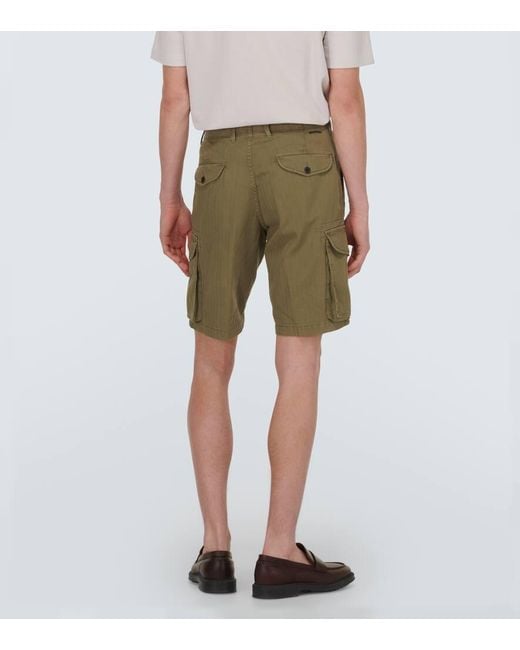 Shorts cargo de algodon y lino Incotex de hombre de color Green