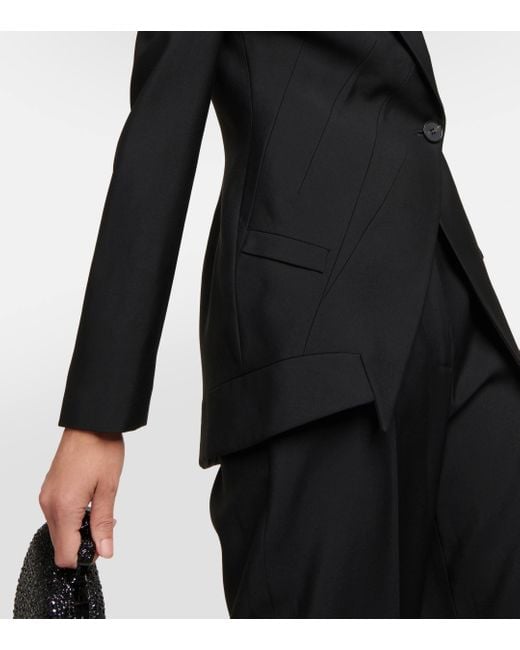 Blazer asymetrique en laine Alexander McQueen en coloris Black