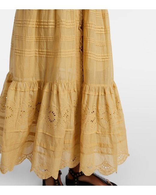 Isabel Marant Metallic Paule Lace-Trimmed Cotton Maxi Dress