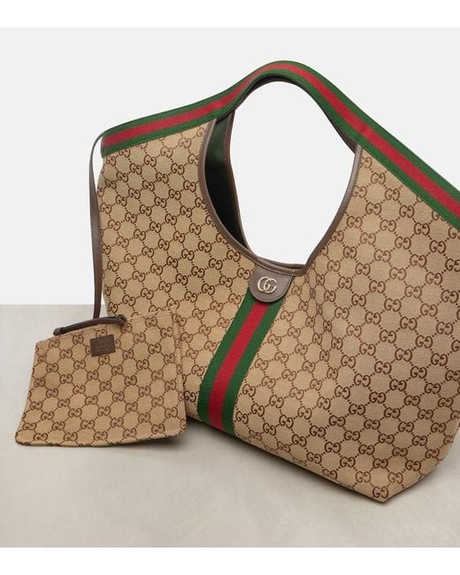 Gucci Brown Giglio Gg Canvas Large Tote Bag