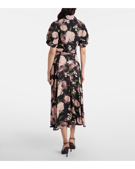Erdem Black Floral Belted Shirt Dress